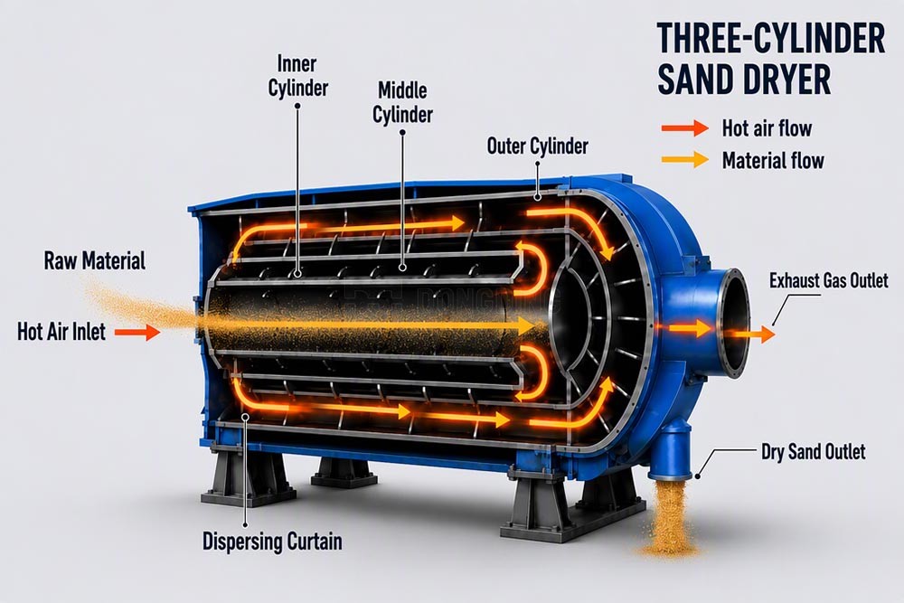 Sand Rotary Dryer working principle